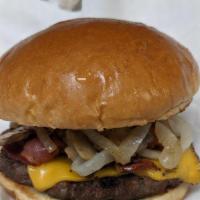 The Tommy Burger (Sandwich Only) · With bacon, mushrooms, grilled onions, American cheese, and Jalapeños.