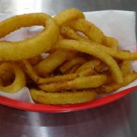 Onion Rings · Thick cut sweet onions, battered and deep fried.