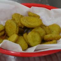 Fried Pickles · Deep fried dill pickle chips served with your favorite dipping sauce.