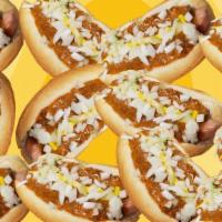 Coney Special · Seasoned ground beef covering a hot dog, topped with chili, mustard and onions. Served in a ...