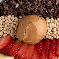 Protein Power Play · acai sorbet, banana, strawberries, cacao nibs, protein puffs, cashew butter