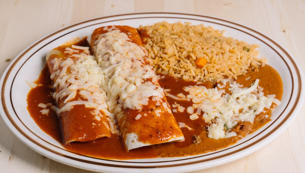 Create Your Own Combo 2 Item · Served with Mexican rice and refried beans
