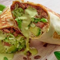 Burritos · Served with lettuce, tomato, avocado, beans, cheese, and sour cream.