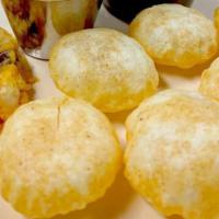  Pani Puri · Vegan. Small round hard puris (puffed cream of wheat crackers) mashed potatoes.