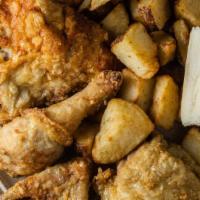 Chicken Dinner · A breast, wing, leg and thigh of Chicken Shack’s award winning chicken served with one side ...