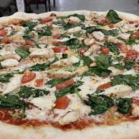 Vegetarian Pizza · Green peppers, onions, spinach, tomatoes, mushrooms, ricotta & mozzarella cheese.