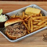 Pork Sandwich · This item includes pulled pork that has been slow-smoked for 12 hours. Served on a soft roll...