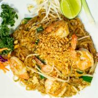 Pad Thai · Rice noodles cooked in homemade Pad Thai sauce stir-fried with eggs, bean sprouts, green oni...