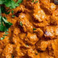 Butter Chicken · Chicken simmered in heavy cream and tomato sauce.