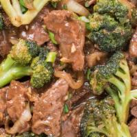 Beef With Broccoli · Served with shrimp fried rice.