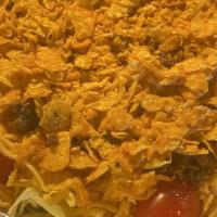 Mom'S Taco Salad · Shredded Lettuce topped with Seasoned Ground Beef, Shredded Cheddar Cheese, Cherry Tomatoes,...