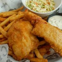 Fish & Chips · Nordeast-battered cod served with fries, sweet chili coleslaw, and housemade tartar sauce