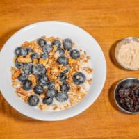 Old Fashioned Oatmeal · Choose from fresh blueberries, strawberries, or cinnamon apples. Served with granola and bro...