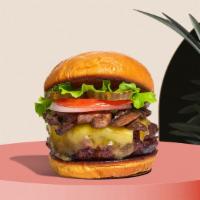 High On Shroom Burger  · Seasoned vegan burger patty topped with mushrooms, melted vegan cheese, lettuce, tomato, oni...