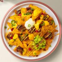 It'S Cheesy Nacho Problem 	 · (Vegetarian) Salted tortilla chips doused in melted nacho cheese.