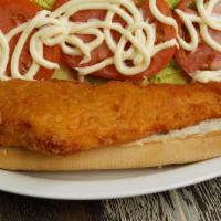 Fish Sandwich Platter · Breaded cod filet topped with lettuce and tomato on a bun. Served with french fries or hash ...
