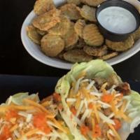 Fried Pickles · Pucker up served with ranch.