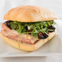 Ham And Cheese Ciabatta · The union of Chipotle Aioli, Roasted Red Peppers, Black Forrest Ham, Melted Pepper Jack Chee...