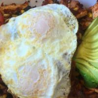 Chicken Avocado Bowl · Gluten free.  Sautéed amish chicken breast, sweet onions, mixed peppers, corn off the cob an...