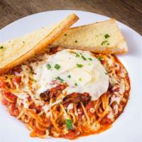 Chicken Parmigiana With Spaghetti · Serves one to two people. A generous portion of pasta with choice of papa Saverio's home-mad...