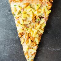 Tropical Bbq Chicken Jumbo Slice · Habanero mango bbq sauce with breaded chicken, red onions, and sweet fresh pineapple. Topped...