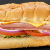 Ham And Cheese Sub · Krakus ham, American cheese, mayonnaise, lettuce, tomato, and sweet red onion.