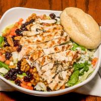 Traverse City Cherry Salad · House mix salad with grilled or fried chicken, dried cherries, walnuts, diced tomatoes, bleu...