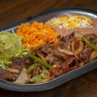 Fajitas · Your choice of beef, chicken, shrimp or carnitas. Prepared with Felipe's own recipe. Served ...