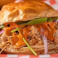 El Quemao Pulled Chicken Sandwich · As the pheonix rises from the ashes, so did this delicious pulled chicken sandwich. It bring...