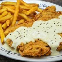 Ld Chicken Fried Steak · Cream gravy. Choice of side include only: french fries, mashed potatoes, or green beans.