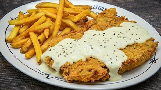 Ld Chicken Fried Steak · Cream gravy. Choice of side include only: french fries, mashed potatoes, or green beans.