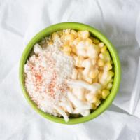 Corn Mexican Style(Elote) · Corn with mayo, butter, cojita cheese, sprinkled with chili powder and served in a cup.