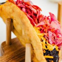 Brisket Taco · The crowd favorite for tacos!

 Slow-cooked, juicy, shredded marinated brisket and potato bi...