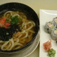 Udon & Rolls · Plain udon with special California roll.