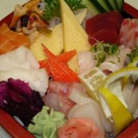 Chirashi Sushi · Assortment of fresh fish on top of sushi rice.