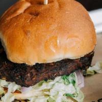 Grazer Burger (Veggie) · Black bean veggie burger, charred scallion aioli served on brioche bun with lettuce, tomato,...