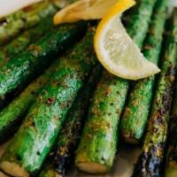 Grilled Asparagus · Garlic oil, salt and pepper