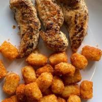 Kids Grilled Tenders · Grilled chicken tenders. Served with one side.