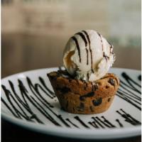 Chocolate Chip Lava Cookie · molten chocolate chip cookie, served warm with vanilla ice cream