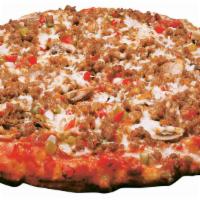 Pan The Royal Feast Pizza · Top menu Item. A special blend of pepperoni, sausage, mushrooms, onions, red and green peppe...