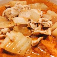 Massaman Curry
 · Spicy. Massaman curry with coconut milk, potatoes, onions, and peanuts. Hot and spicy.