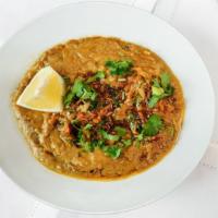 Haleem · Made with wheat, barley minced with ground meat , lentils and spices.