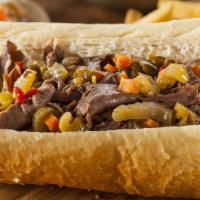 1901'S Classic Italian Beef Sandwich · A sandwich composed of thin slices of seasoned roast beef simmered and served au jus on a lo...