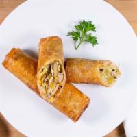 Egg Rolls · Two per order. Pork or vegetables with cabbage, carrots, and bean thread noodles wrapped wit...