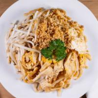 Pad Thai · Stir-fried soft rice noodles with egg, scallion, bean sprouts and peanut in tamarind sauce.