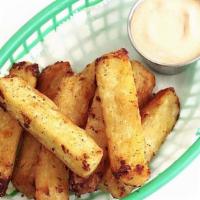 Yuca Fries · served with a side of serrano aoili (DF, V)