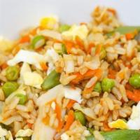 Veggie Fried Rice · Rice with eggs, onion, green/red pepper, mushrooms, chinese broccoli, broccoli, bamboo, baby...