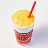 Orange Chill · Fresh squeezed orange juice, bananas, mangos, peaches, orange sherbet, yogurt.