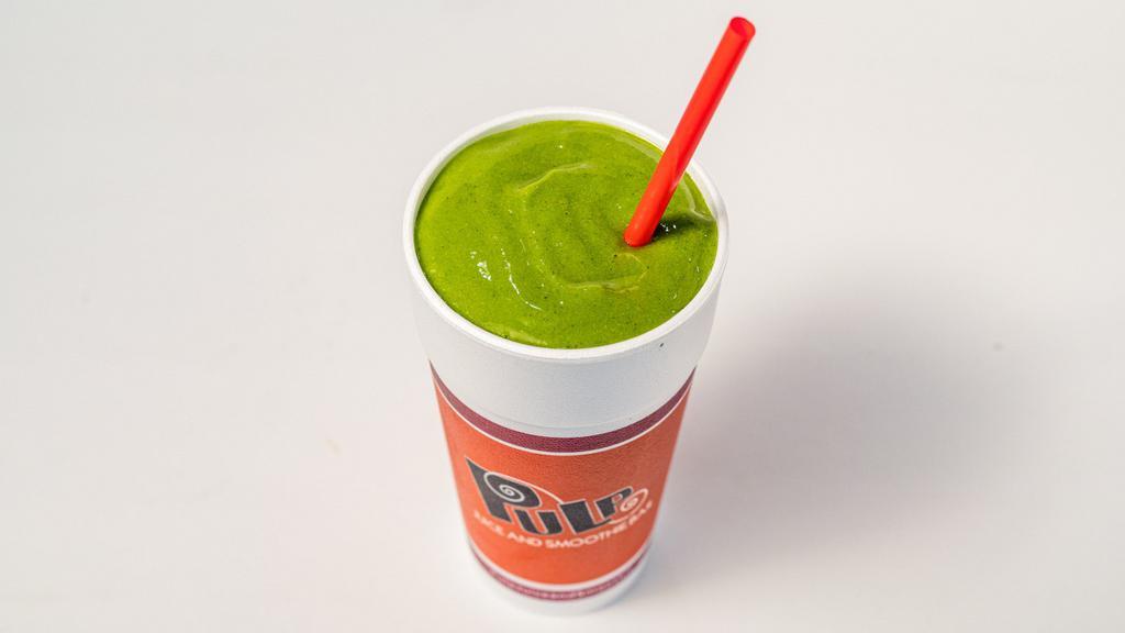 Kale Ka-Pow! · Pineapple juice, kale, mangos, strawberries, pineapple sorbet with our Greens blend.