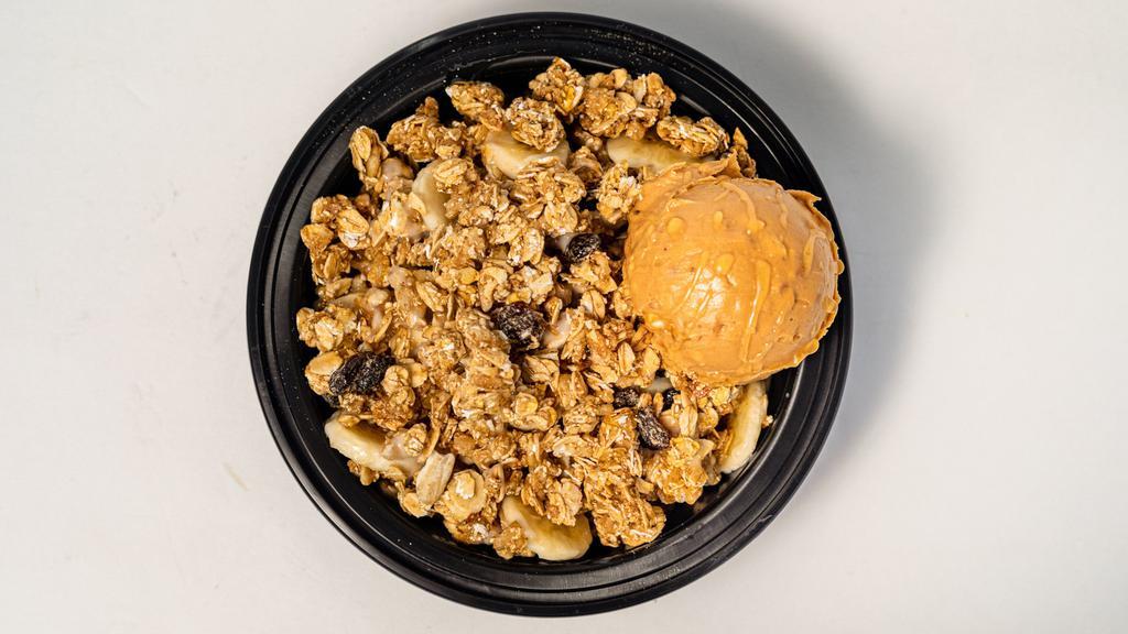 Pb&G Bowl · Our famous PB&G wrap served in a bowl!  Peanut butter, fresh banana, granola, honey, and yogurt